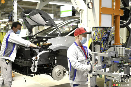 Workers at Volkswagen factory in Europe
